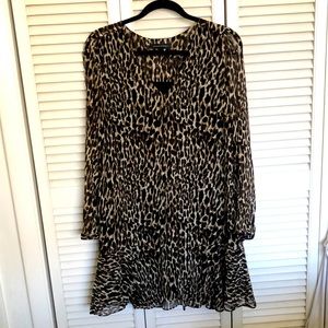 Banana republic animal print polyester dress with side zip